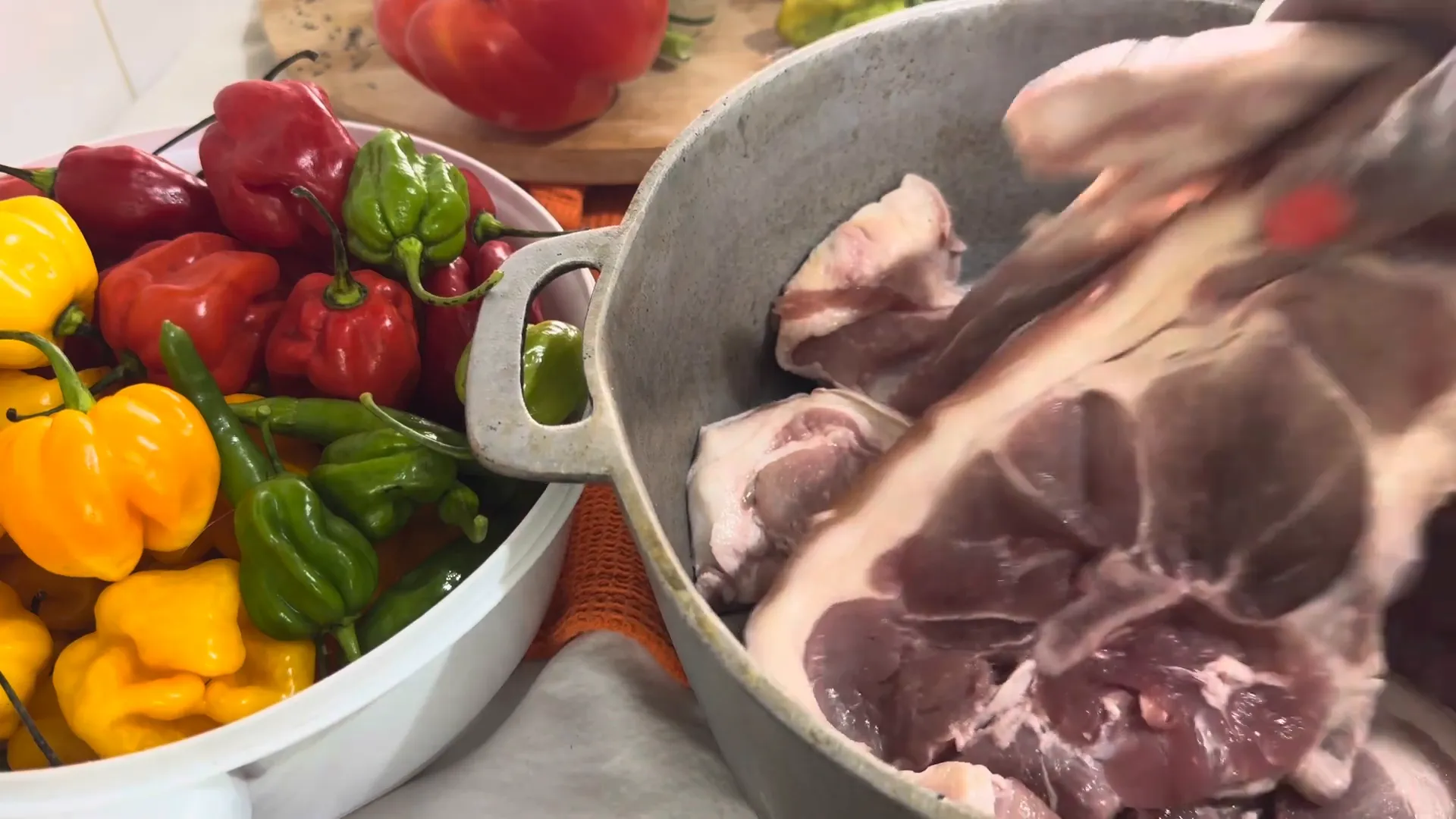 Seasoning pork with spices
