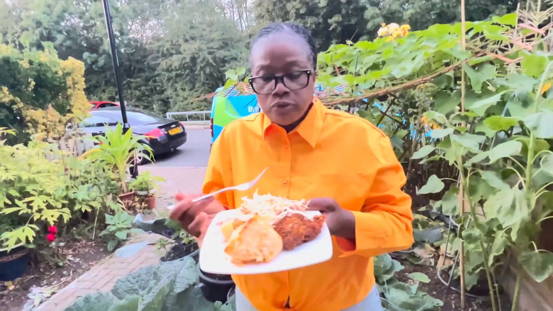 Tasting the pineapple coleslaw