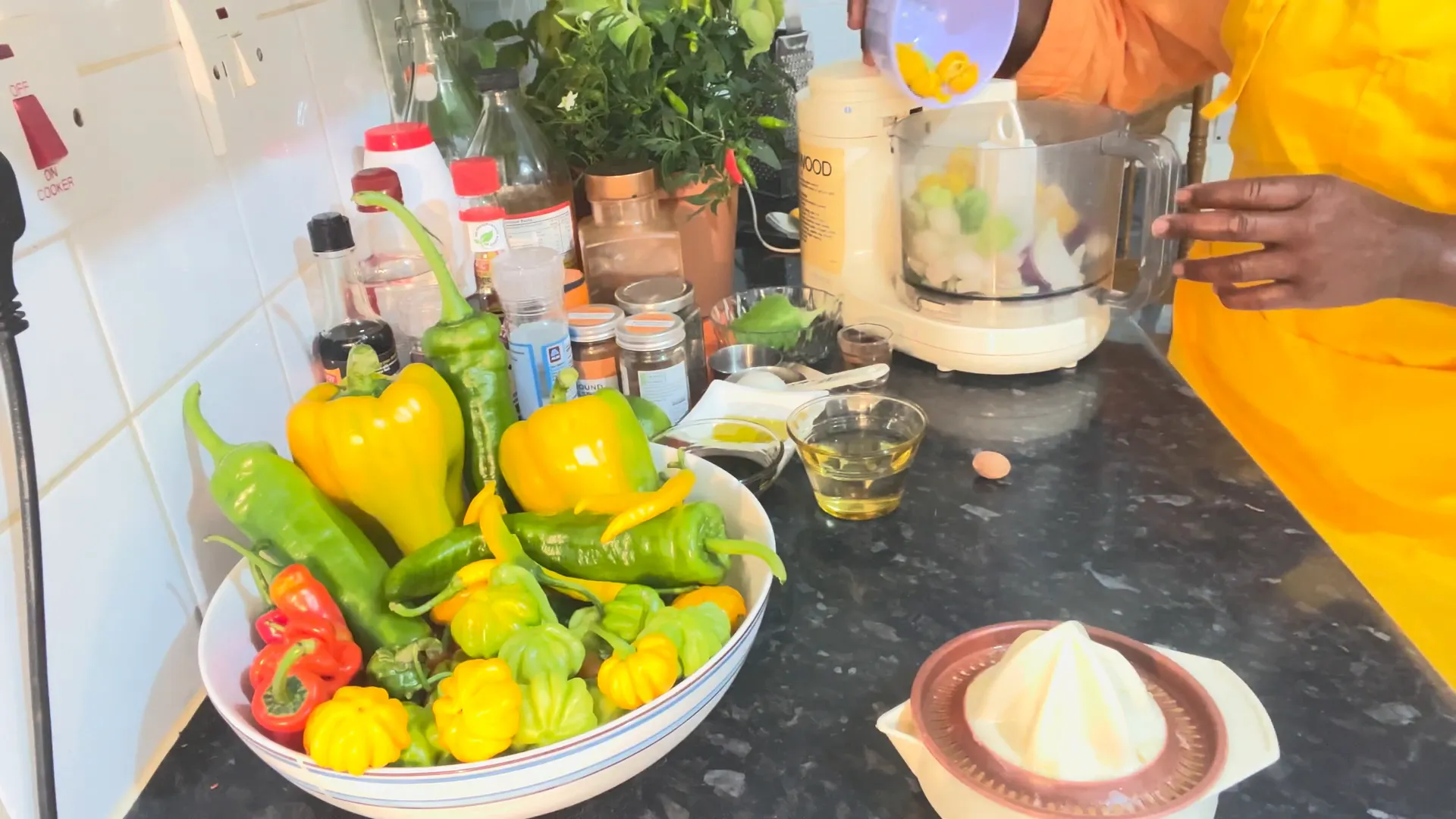 Chopping vegetables for the marinade