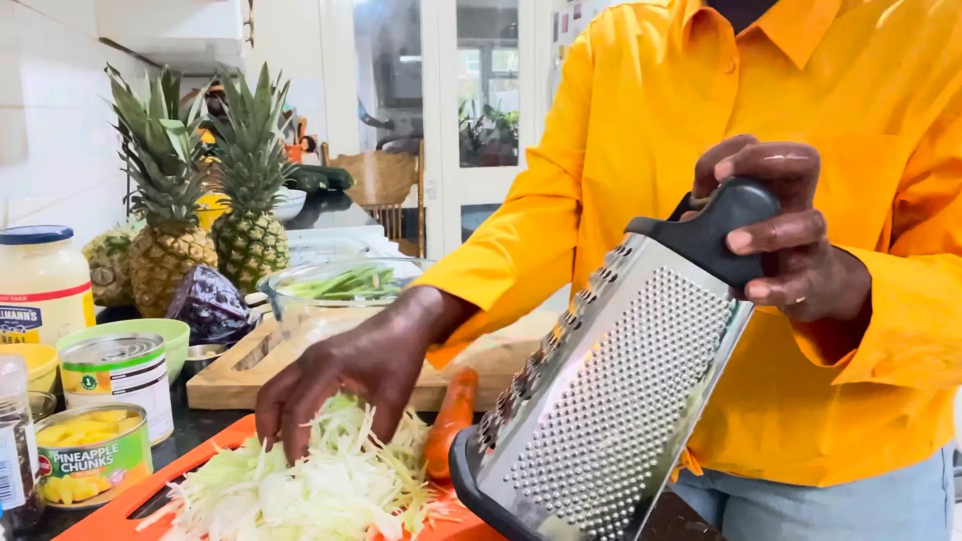 Shredding cabbage and carrots