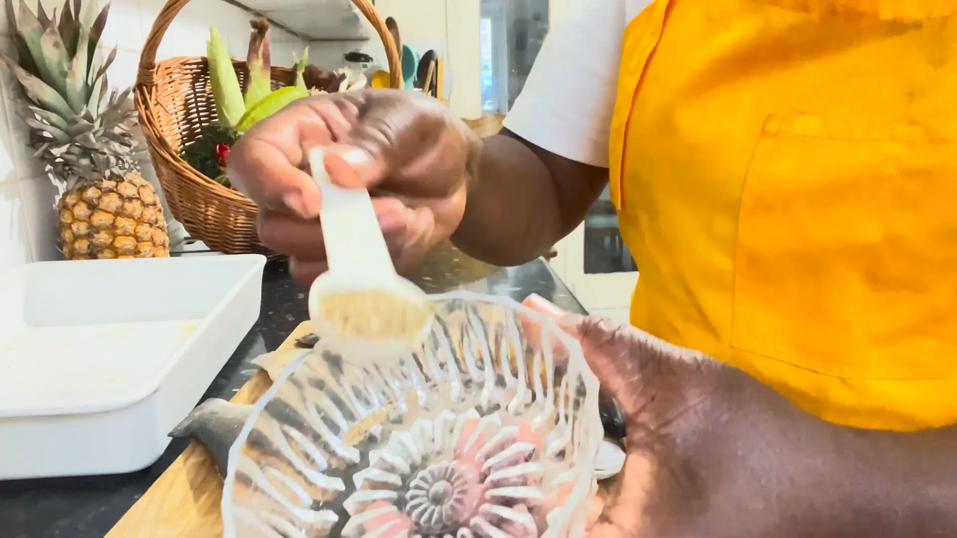 Seasoning the fish with spices
