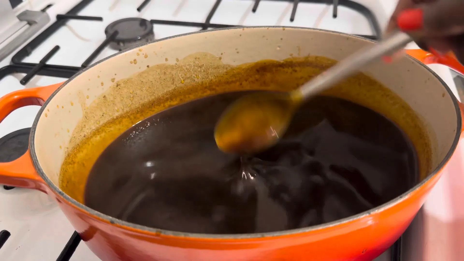 Preparing the gravy for oxtail