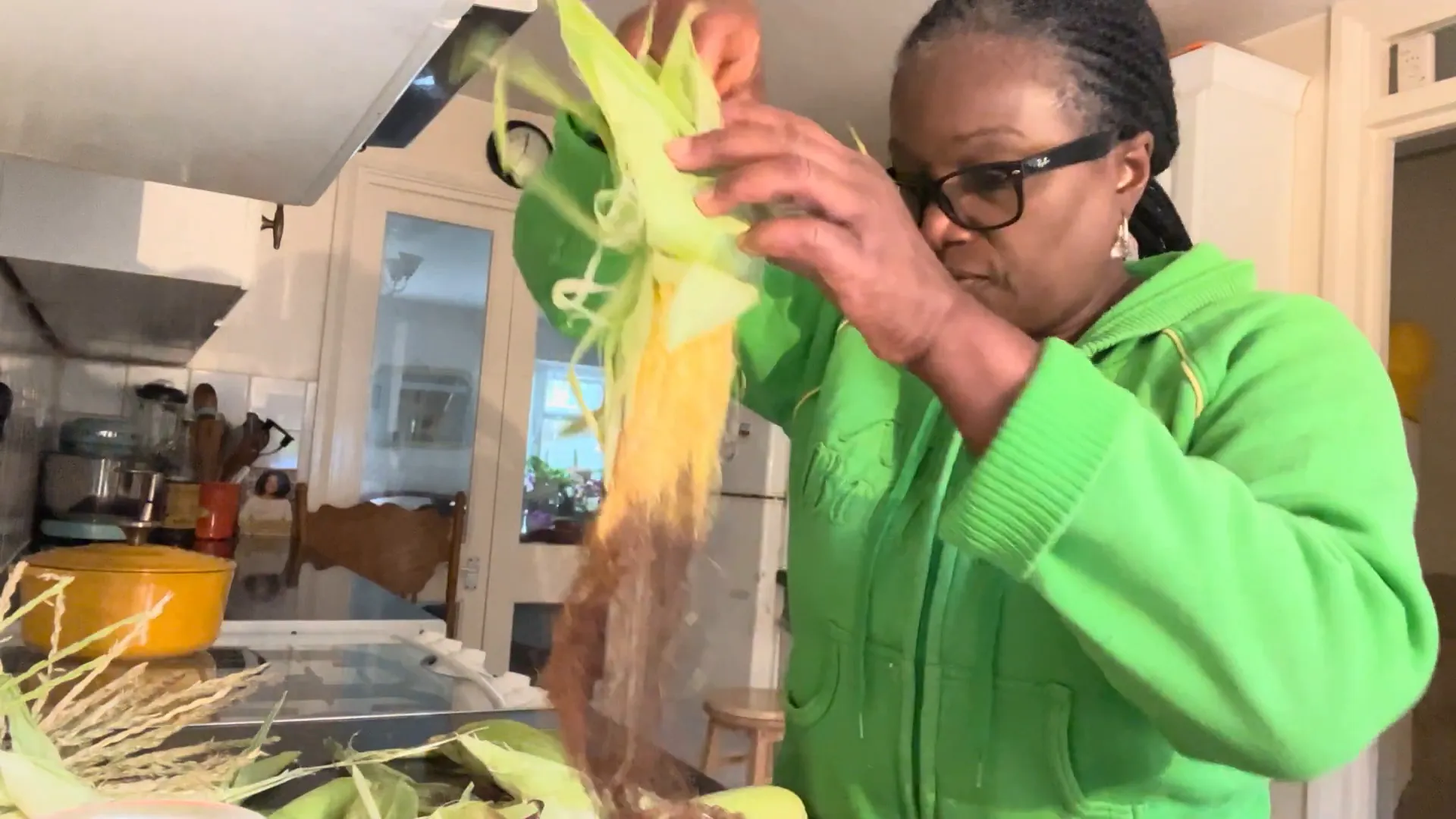 Straining corn silk tea