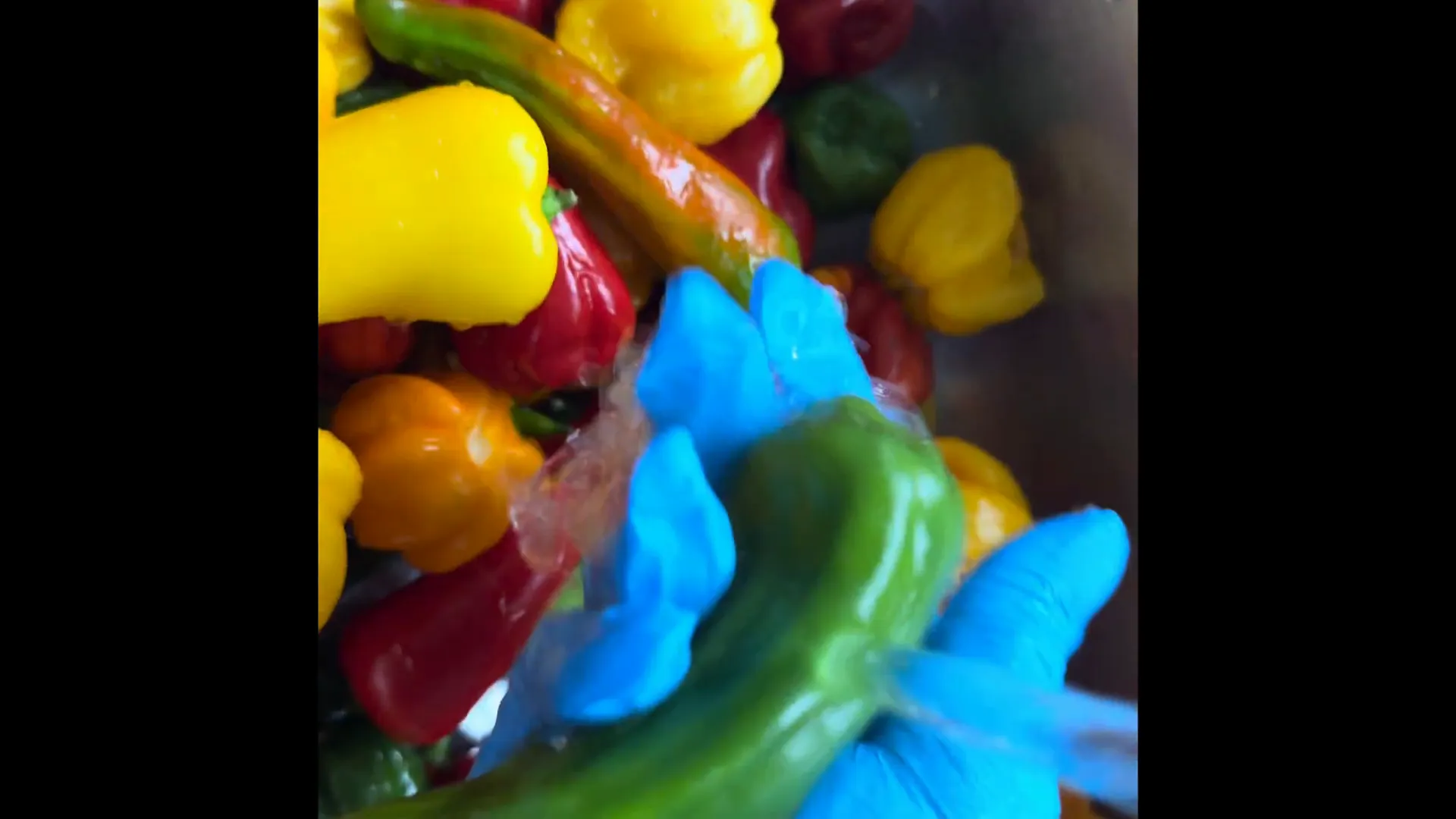 Washing peppers thoroughly